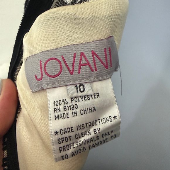 Jovani Black and Cream Lace Maxi Dress - Evening Gown - Size 10 - Picture 15 of 16